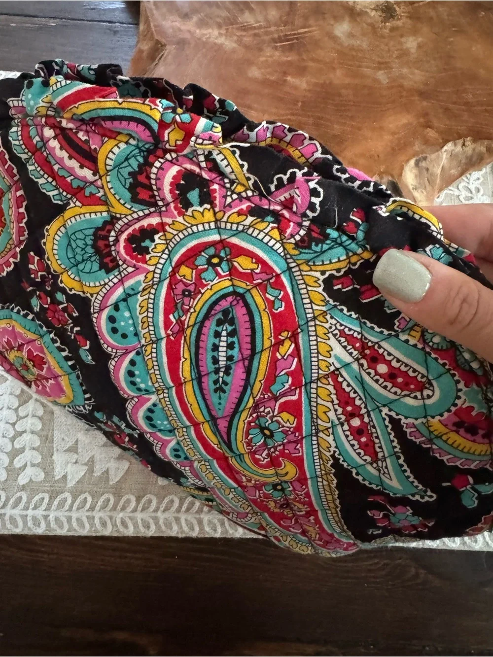 Vera Bradley Quilted Paisley Cosmetic Bag - Black, Pink, Teal, Yellow